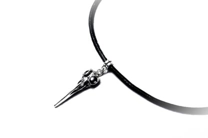 Gothic real leather choker necklace metal bird's beak