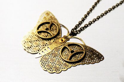 Steampunk pendant necklace butterfly