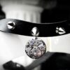 Steampunk BDSM jewelry submissive collar vegan leather choker with rubies gift for slave - Image 2