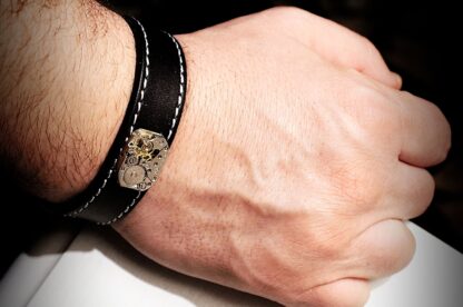 Steampunk BDSM jewelry men's genuine leather bracelet