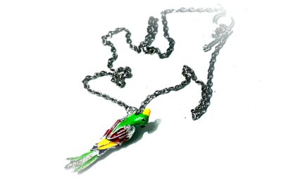 Hippie chic boho style necklace pendant parrot bird