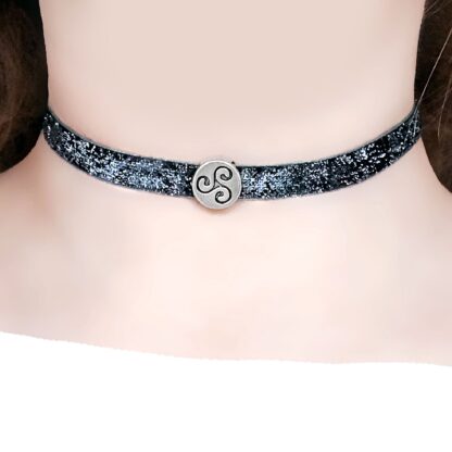 Steampunk BDSM jewelry symbol triskele day collar