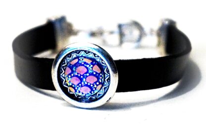 Leather bracelet cuff hippie clothing psychedelic