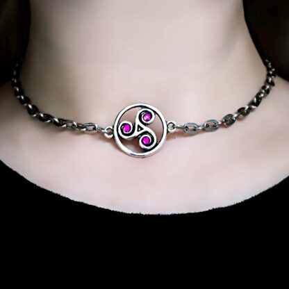 Steampunk BDSM jewelry symbol triskele day collar metal necklace submissive dominant