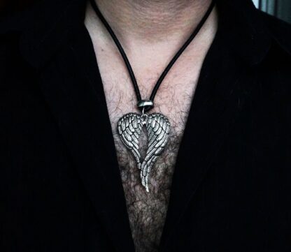 Mens pendant wings BDSM dominant necklace angel demon satanic man