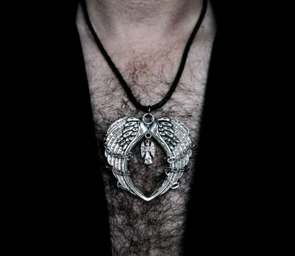 Mens pendant wings BDSM dominant necklace steampunk