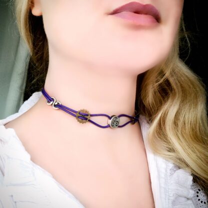 Steampunk BDSM jewelry triskele day collar