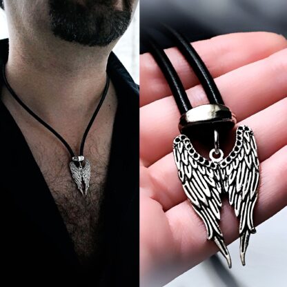 Mens pendant wings BDSM dominant necklace angel demon