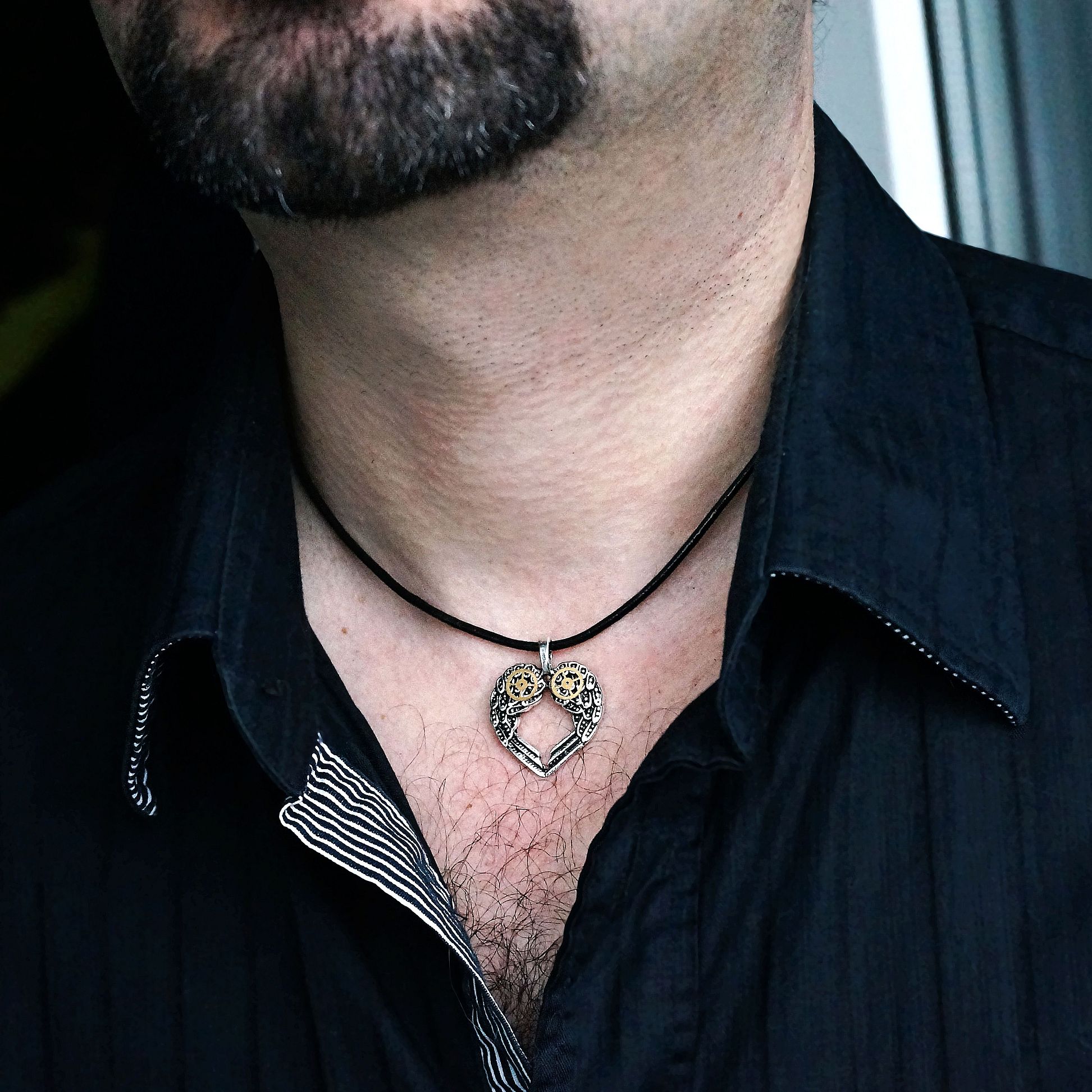 Steampunk Bdsm Jewelry Mens Pendant Dominant Wings Necklace Angel Demon Master Anniversary T