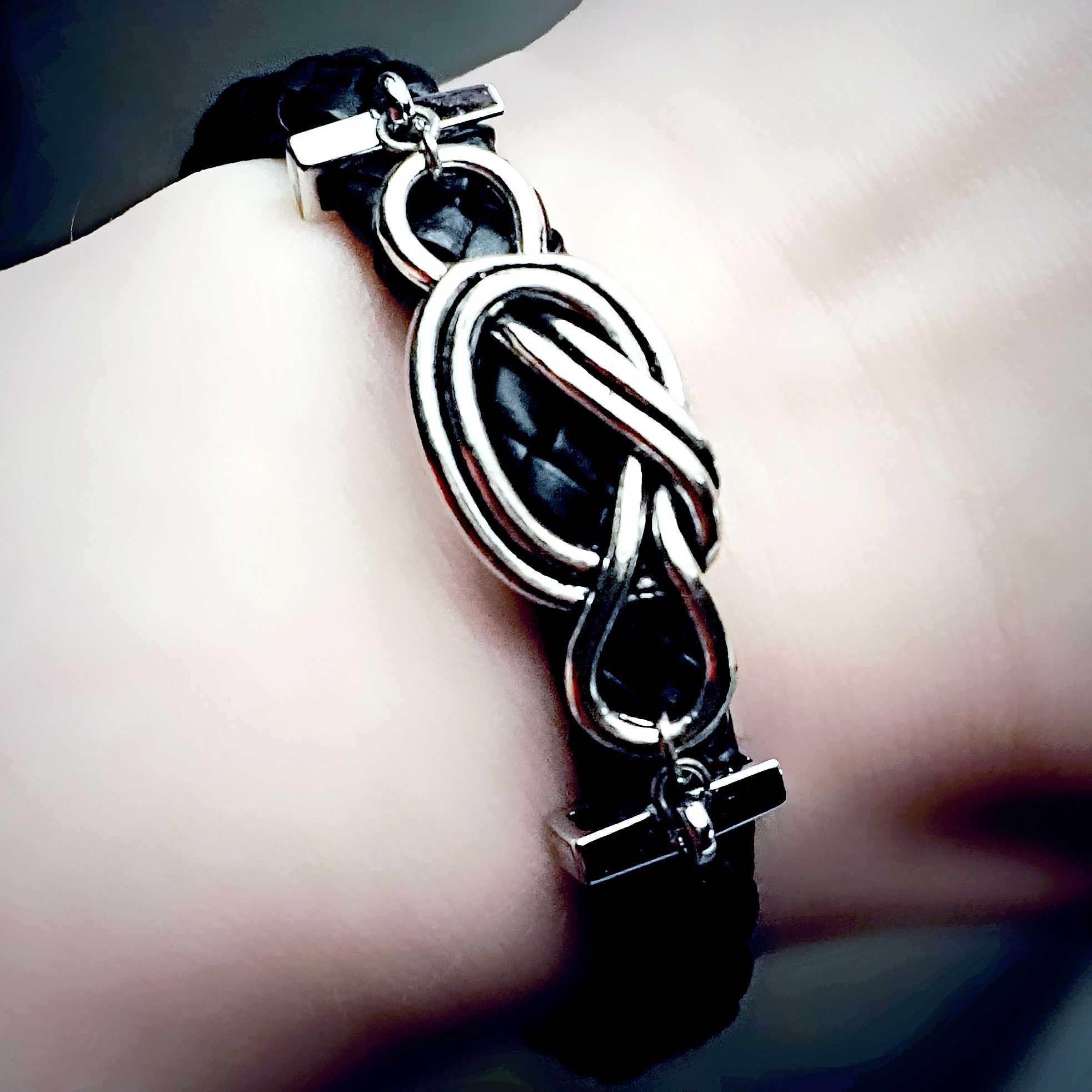 Submissive dominant Steampunk BDSM jewelry bracelet shibari.