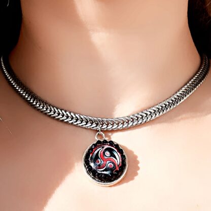 BDSM jewelry symbol triskele day collar metal necklace