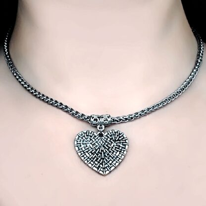 Submissive day collar BDSM chain necklace lock choker heart
