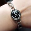 BDSM symbol triskele triskelion metal chain bracelet submissive