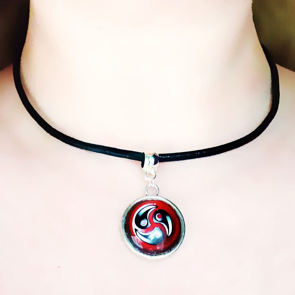 Steampunk Bdsm Jewelry Submissive Day Collar Triskele Symbol Triskelion Charm Necklace Leather