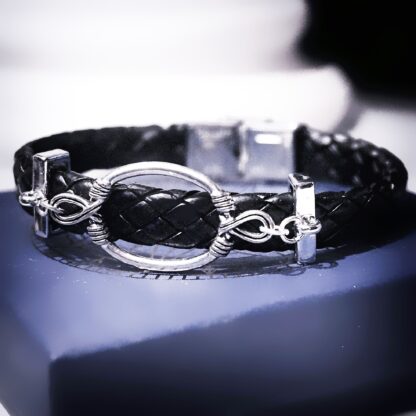 Steampunk BDSM jewelry mens leather bracelet dominant man gift