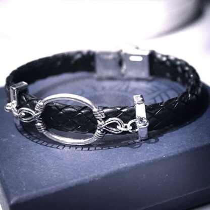 Steampunk BDSM jewelry mens leather bracelet dominant man gift