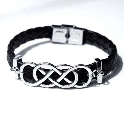 Dominant man leather bracelet shibari rope