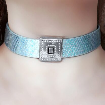 holographic vegan lock choker psychedelic necklace