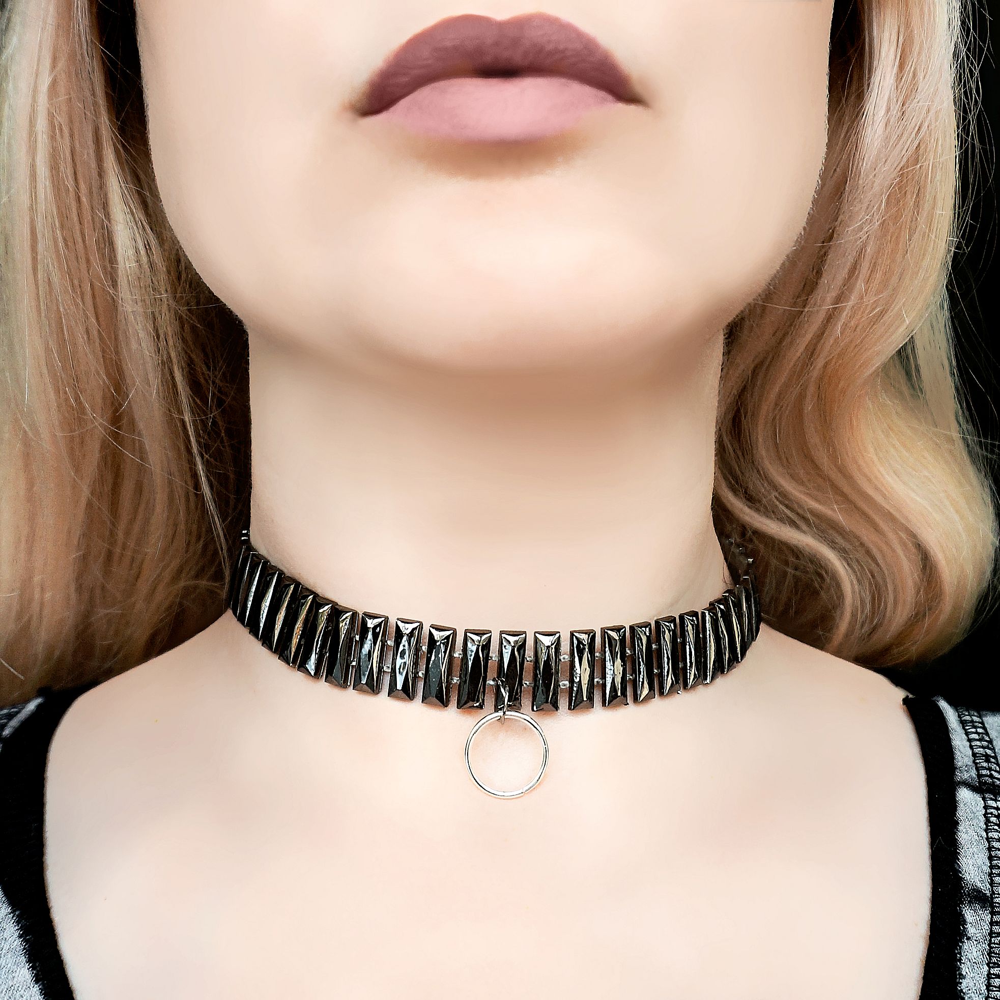 Submissive day collar Steampunk BDSM jewelry necklace.