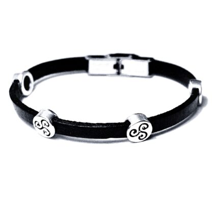 Steampunk BDSM jewelry leather bracelet symbol triskele charm triskelion