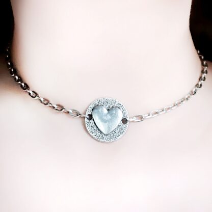 Submissive day collar heart chain necklace key lock pendant