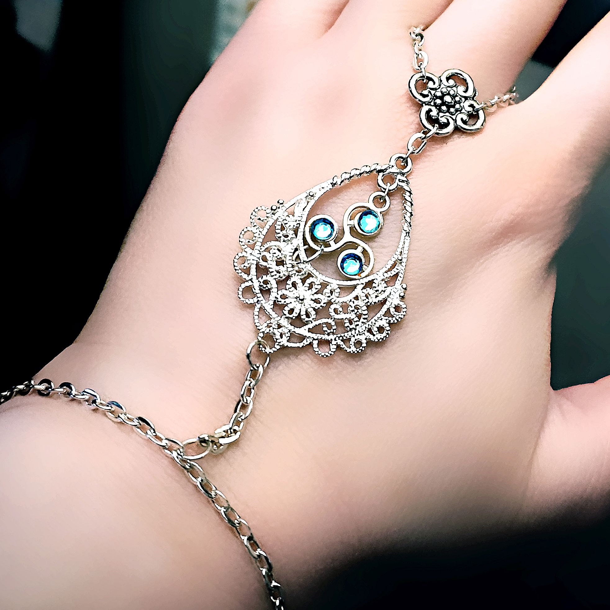 Steampunk BDSM jewelry submissive dominatrix bracelet triskele symbol chain...