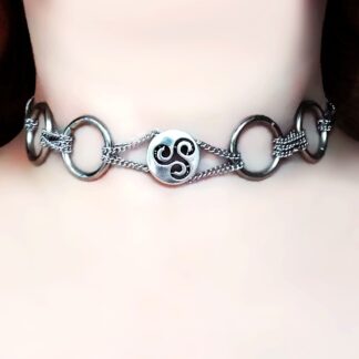 Steampunk BDSM symbol triskele day collar metal necklace