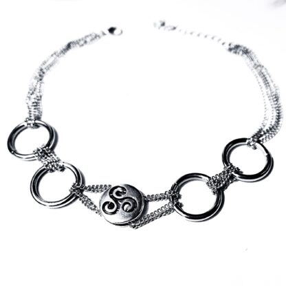Steampunk BDSM symbol triskele day collar metal necklace