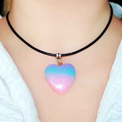 Steampunk BDSM jewelry submissive day collar holographic heart necklace
