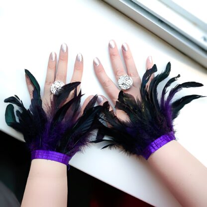 Steampunk BDSM submissive feather cuffs slave bracelet