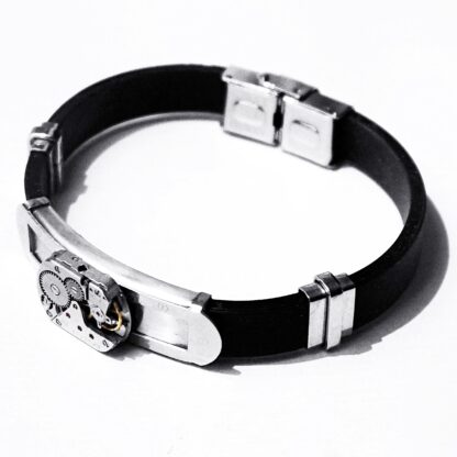 Steampunk BDSM jewelry mens black bracelet dominant