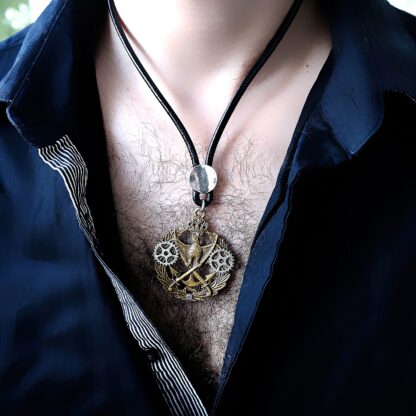 Steampunk BDSM jewelry mens pendant wings dominant necklace