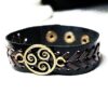 Steampunk BDSM jewelry mens leather bracelet triskele symbol