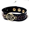 Steampunk BDSM jewelry mens leather bracelet triskele symbol