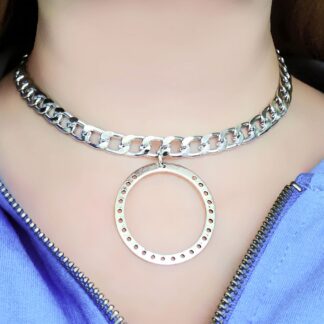 Steampunk BDSM jewelry submissive day collar chain necklace metal choker