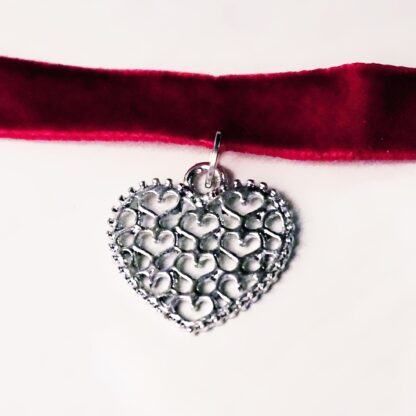 Steampunk BDSM jewelry submissive day collar velour choker charm heart