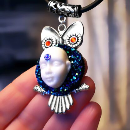 Steampunk BDSM jewelry cyberpunk owl necklace Buddha psychedelic