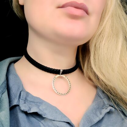 Steampunk BDSM jewelry submissive ring collar leather choker necklace