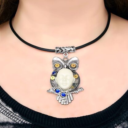 Steampunk BDSM jewelry cyberpunk owl necklace