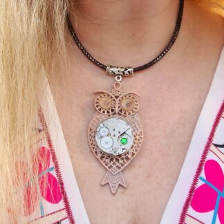 Steampunk BDSM jewelry cyberpunk owl bird necklace psychedelic