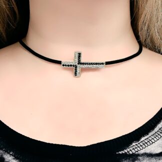 Steampunk BDSM jewelry submissive day collar necklace cross leather choker