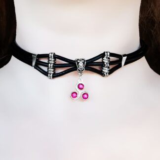 Steampunk BDSM jewelry triskele symbol submissive collar leather choker