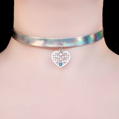 Steampunk BDSM jewelry submissive day collar heart necklace psychedelic