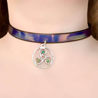 Steampunk BDSM jewelry submissive day collar triskele necklace psychedelic