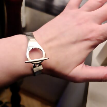 Steampunk BDSM jewelry submissive lock bracelet vegan leather cuff
