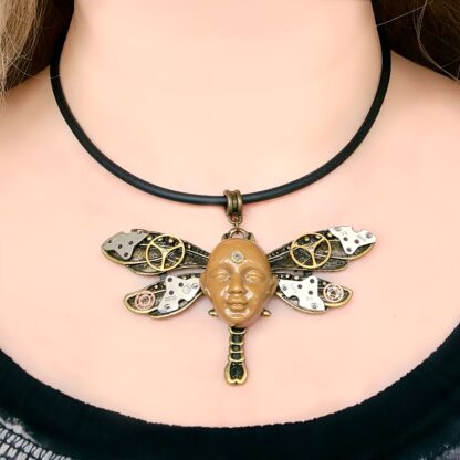 Steampunk BDSM jewelry cyberpunk dragonfly necklace
