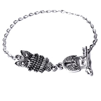 Steampunk BDSM jewelry owl bird chain bracelet lock key cuff