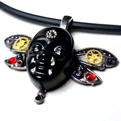 Steampunk BDSM jewelry cyberpunk dragonfly necklace Buddha pendant
