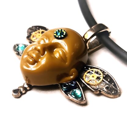 Steampunk BDSM jewelry cyberpunk dragonfly necklace Buddha pendant