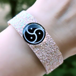 Steampunk BDSM jewelry vegan leather bracelet triskele symbol triskelion cuff